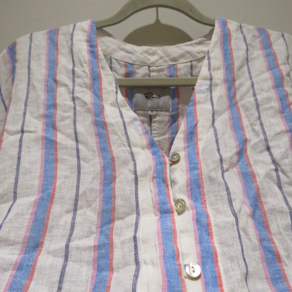 RAILS Thea Top in Tahiti Stripe Linen Blend Oversized Gauzy Boho Beachy - Size M - Picture 7 of 13